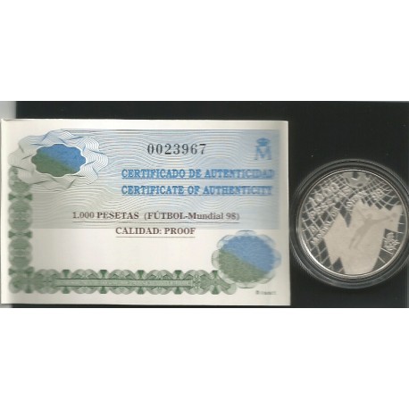 Moneda 1000 Ptas año 1998 Mundial Fútbol