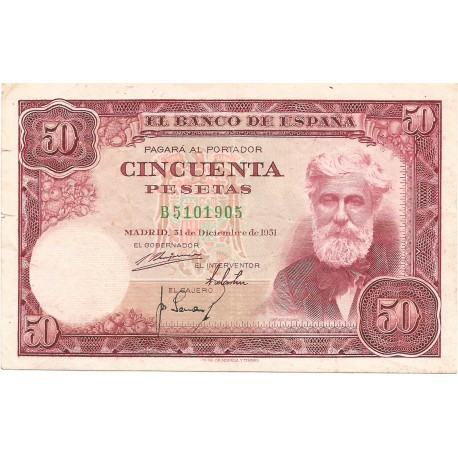 50 Pesetas del 31 de Diciembre de 1951