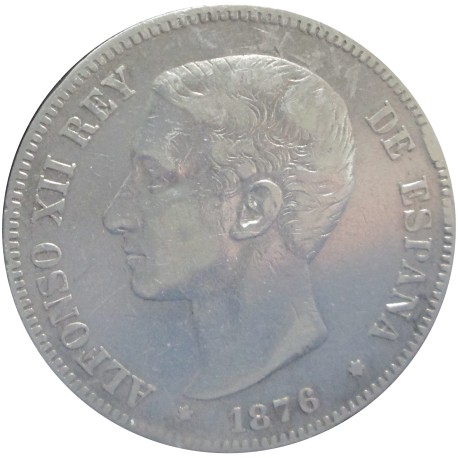 5 Pesetas de 1876 (Variante Oreja Rayada)