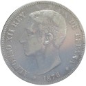 5 Pesetas de 1876 (Variante Oreja Rayada)