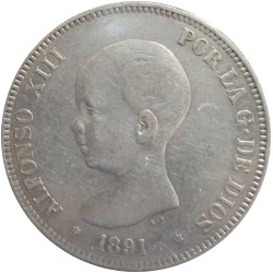 5 Pesetas de 1891