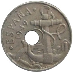 50 Céntimos de 1949 (Variante Agujero Desplazado)