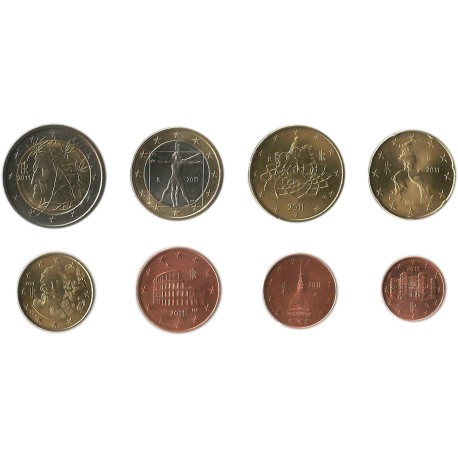 Tira de 8 Monedas de Italia