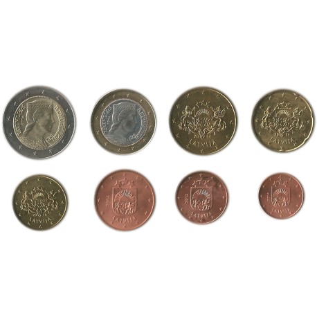 Tira de 8 Monedas de Letonia